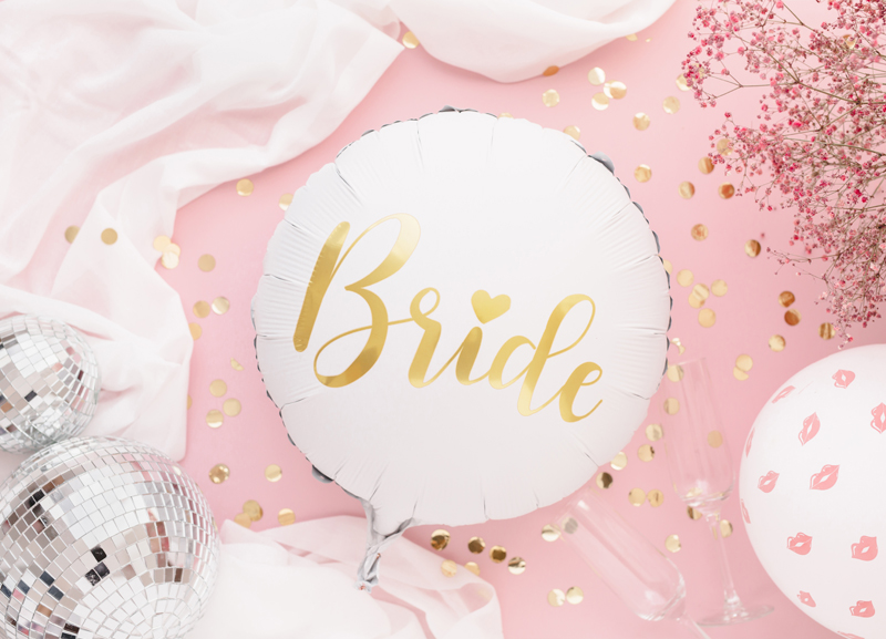 Folienballon Bride, 45 cm - Weiß/Gold