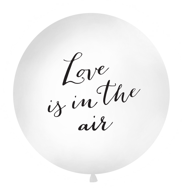 XXL Ballon 1m Ø, Love is in the air, Weiß / Schwarz