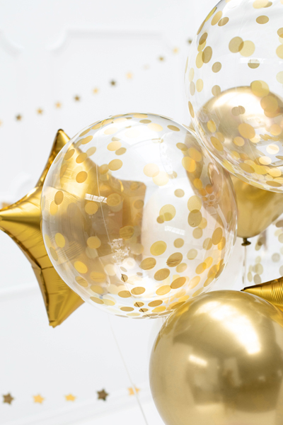 Konfettiballon, goldene Kreise 40cm