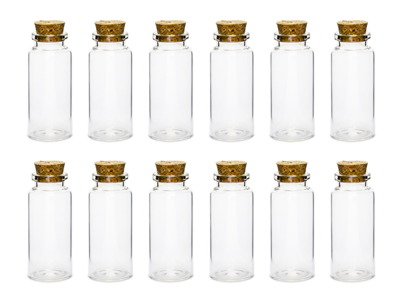 Glasflaschen mit Korken, 7,5 cm - 12er Set