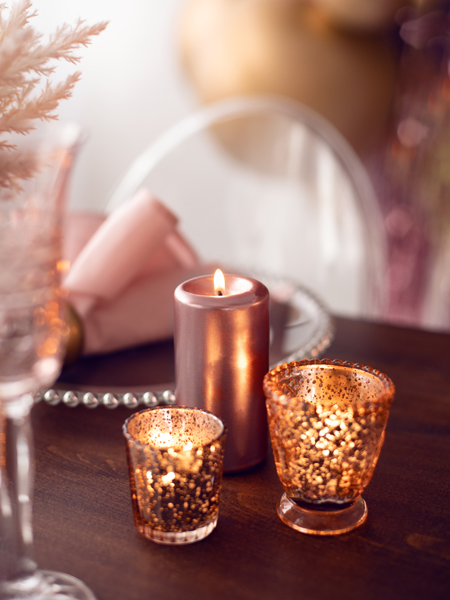 Kerzenhalter Roségold, 6 cm - 4 Set