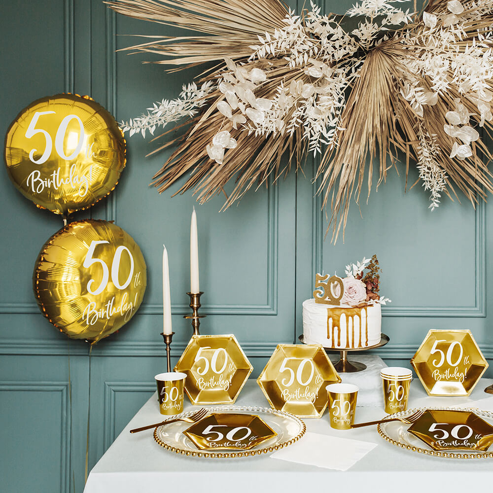 Folienballon 50th Birthday Gold, 45 cm
