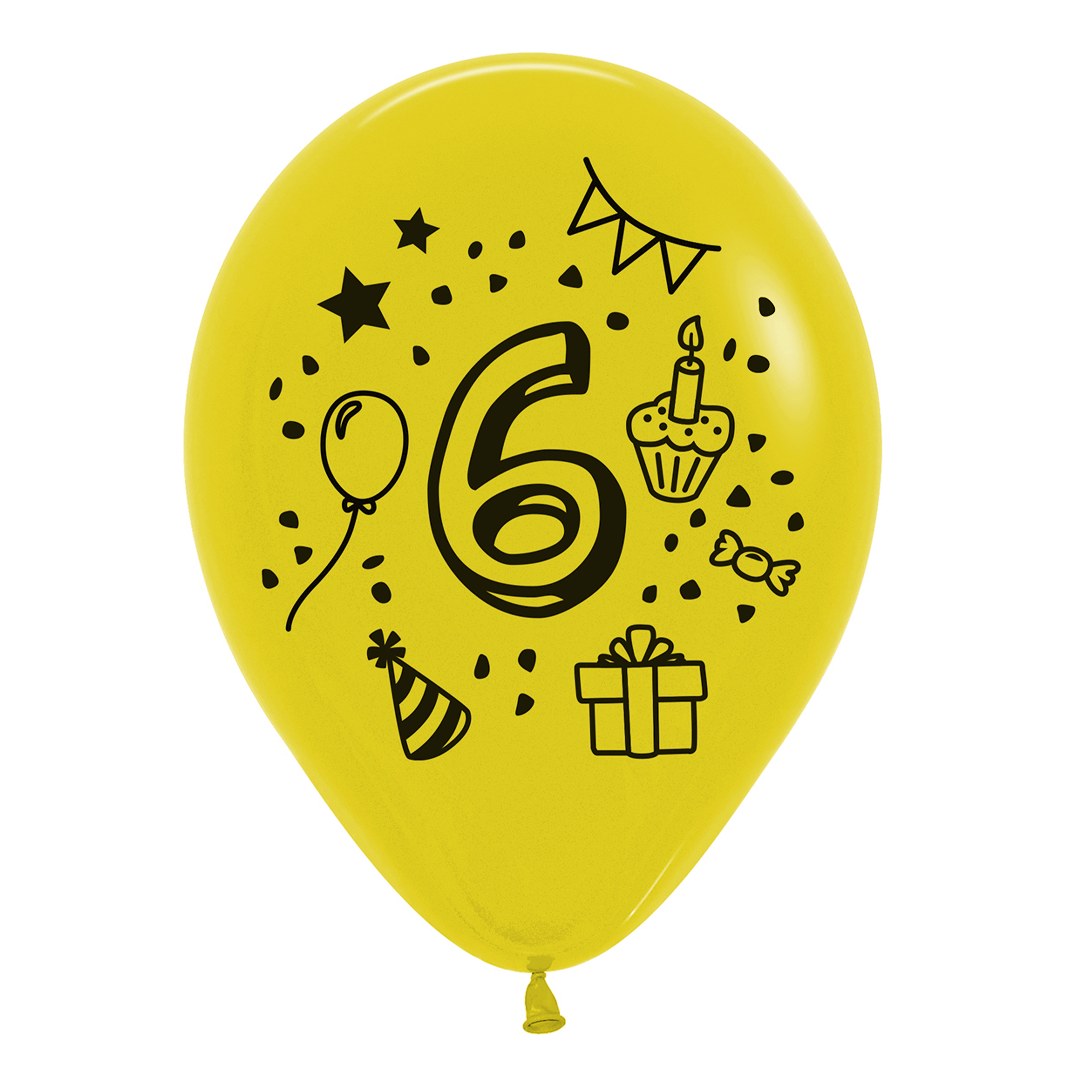 7x Luftballon Zahl 6 bunt Ø 30 cm