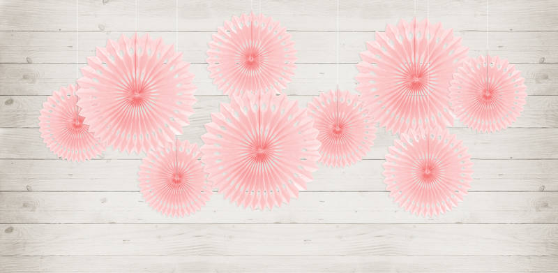 Fächer mit Ausstanzungen - Hellrosa, 20 - 30cm, 3er Set