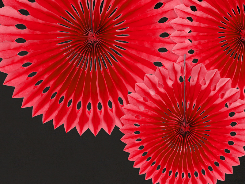 Fächer mit Ausstanzungen - Rot, 20 - 30cm. 3er Set