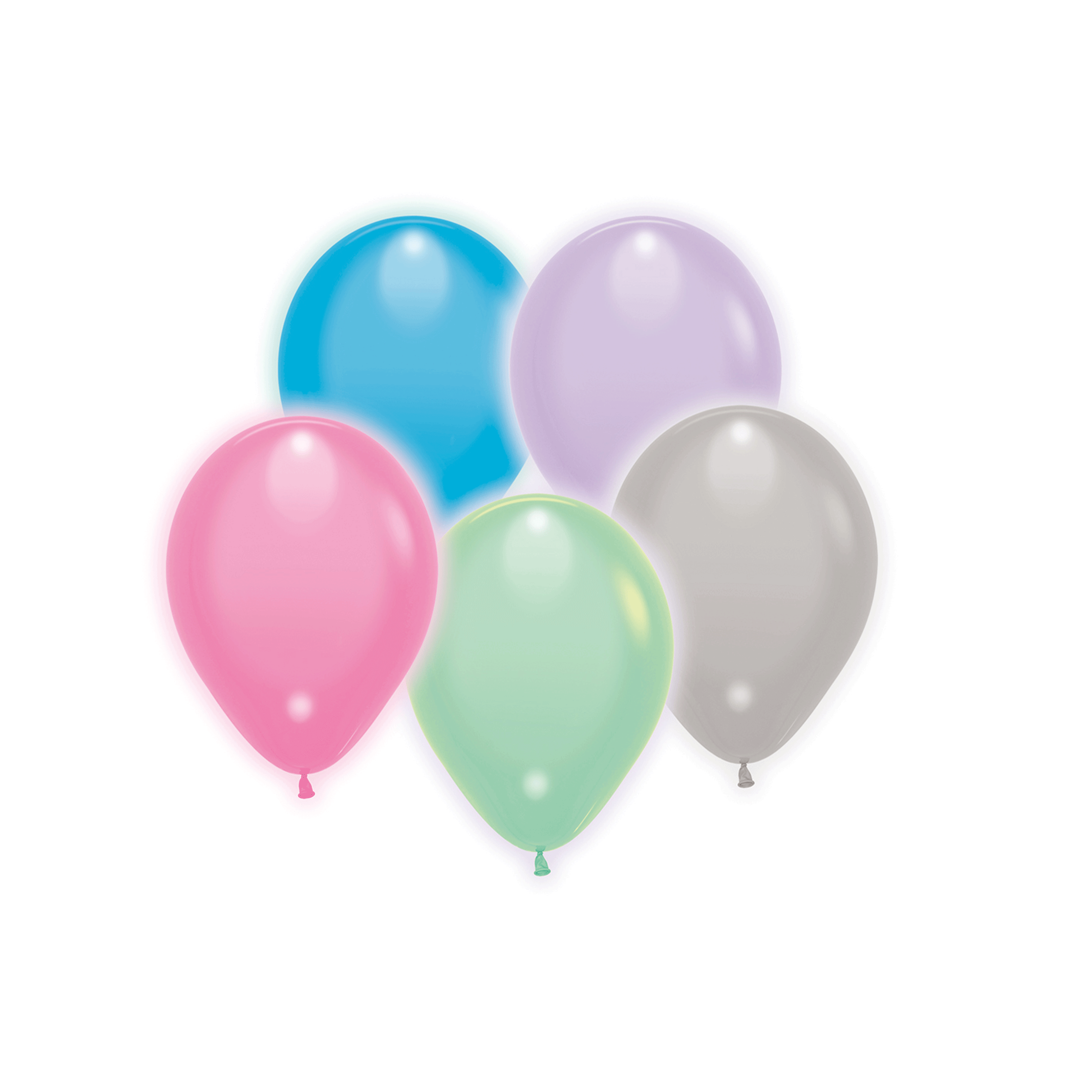 5x LED Luftballons Pastell Ø 25 cm
