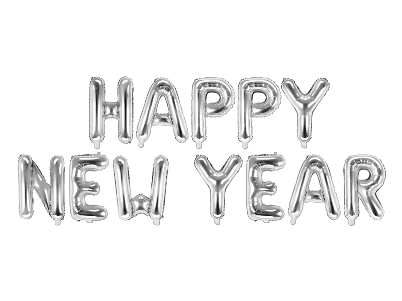 Folienballon Happy New Year, 422 x 46 cm - Silber