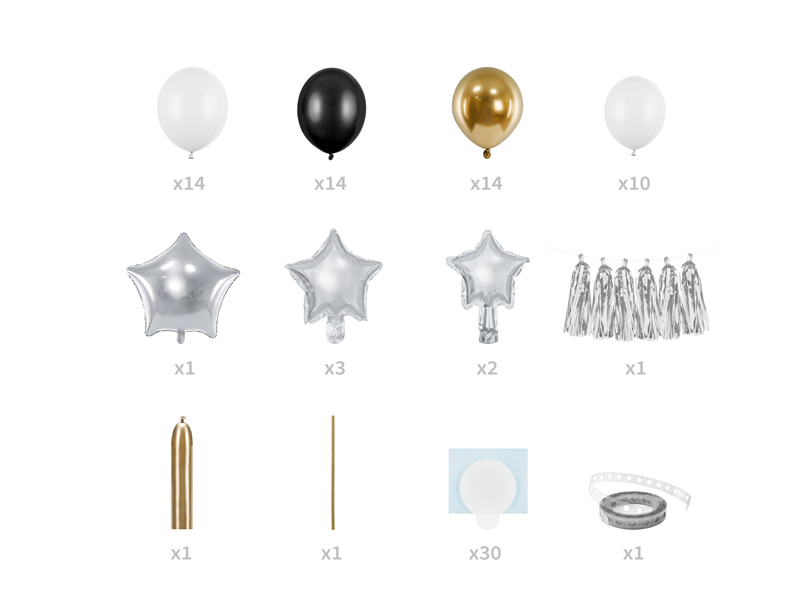 Ballongirlande Sternen Mix, 167x135 cm