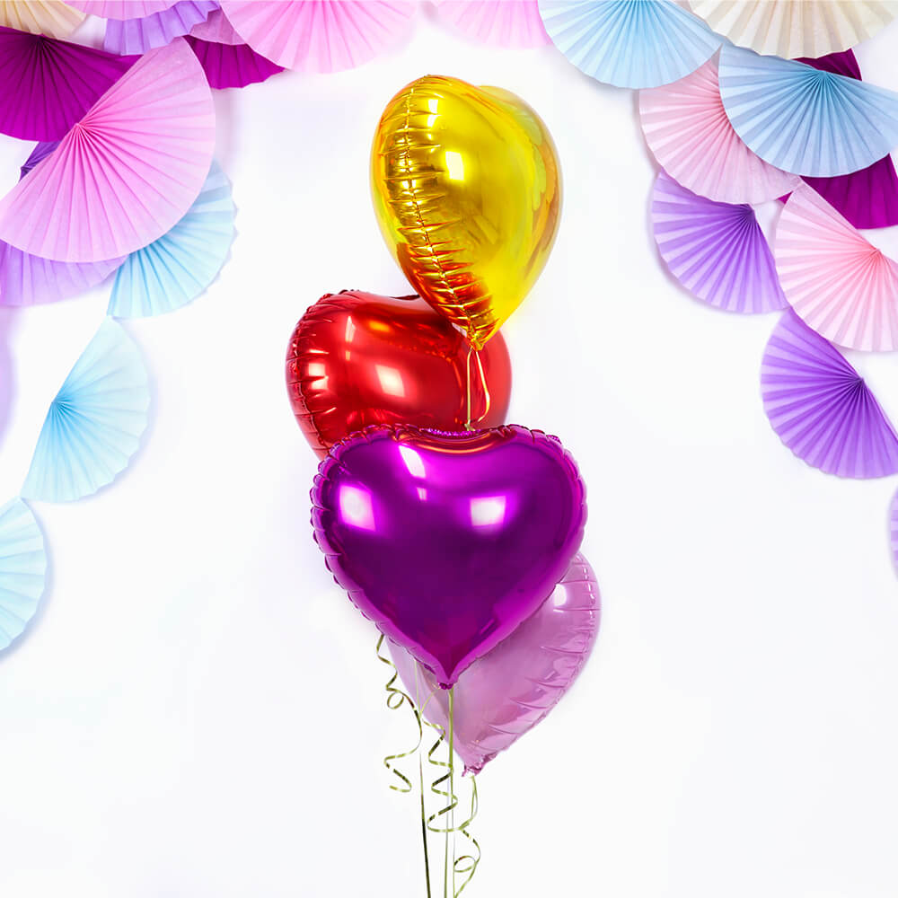 Folienballon Herz Metallic Dunkel Pink, 45cm