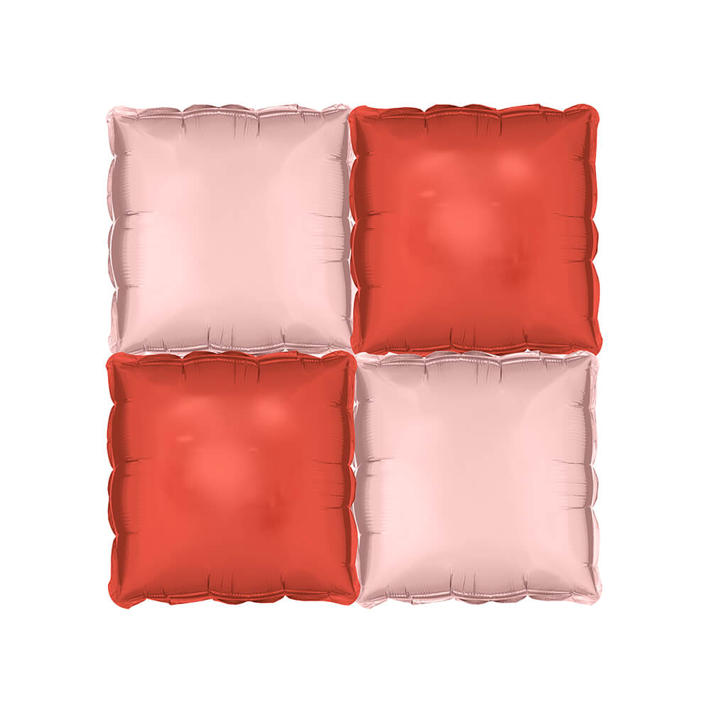 Folienballon Vorhang - 35 x 35 cm - doppelseitig Rosa-Rot 4 Stk.