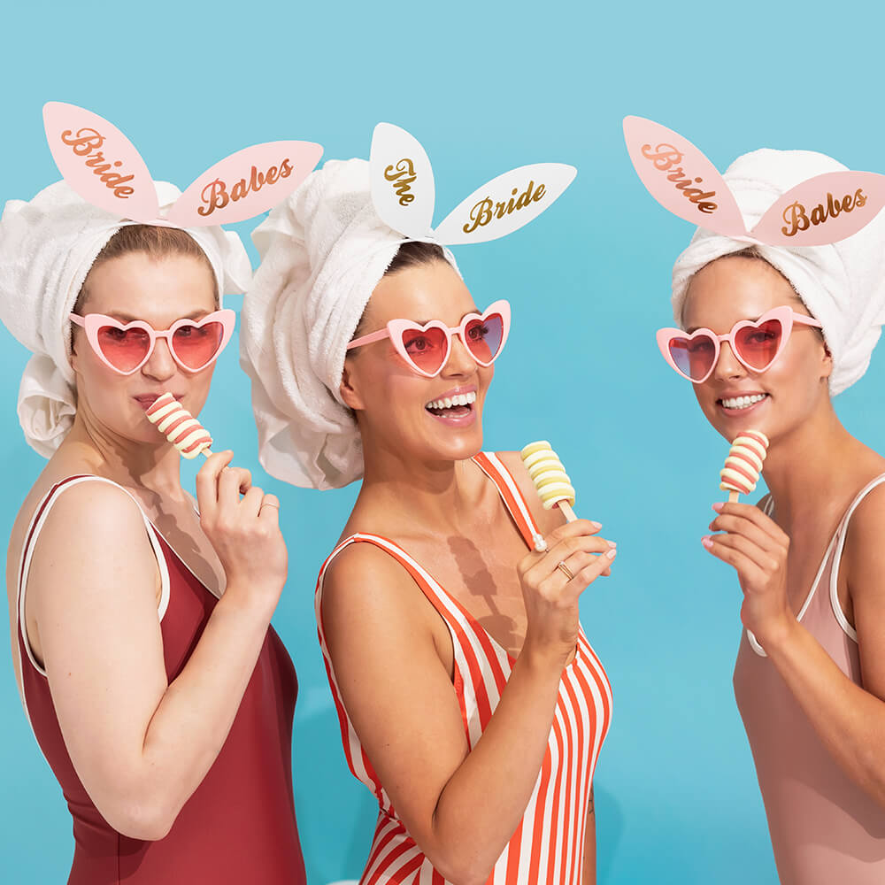 6er Set Bunny-Haarreifen „The Bride & Bride Babes“