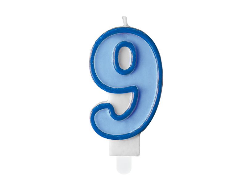 Geburtstagskerze Nummer 9, blau 7cm