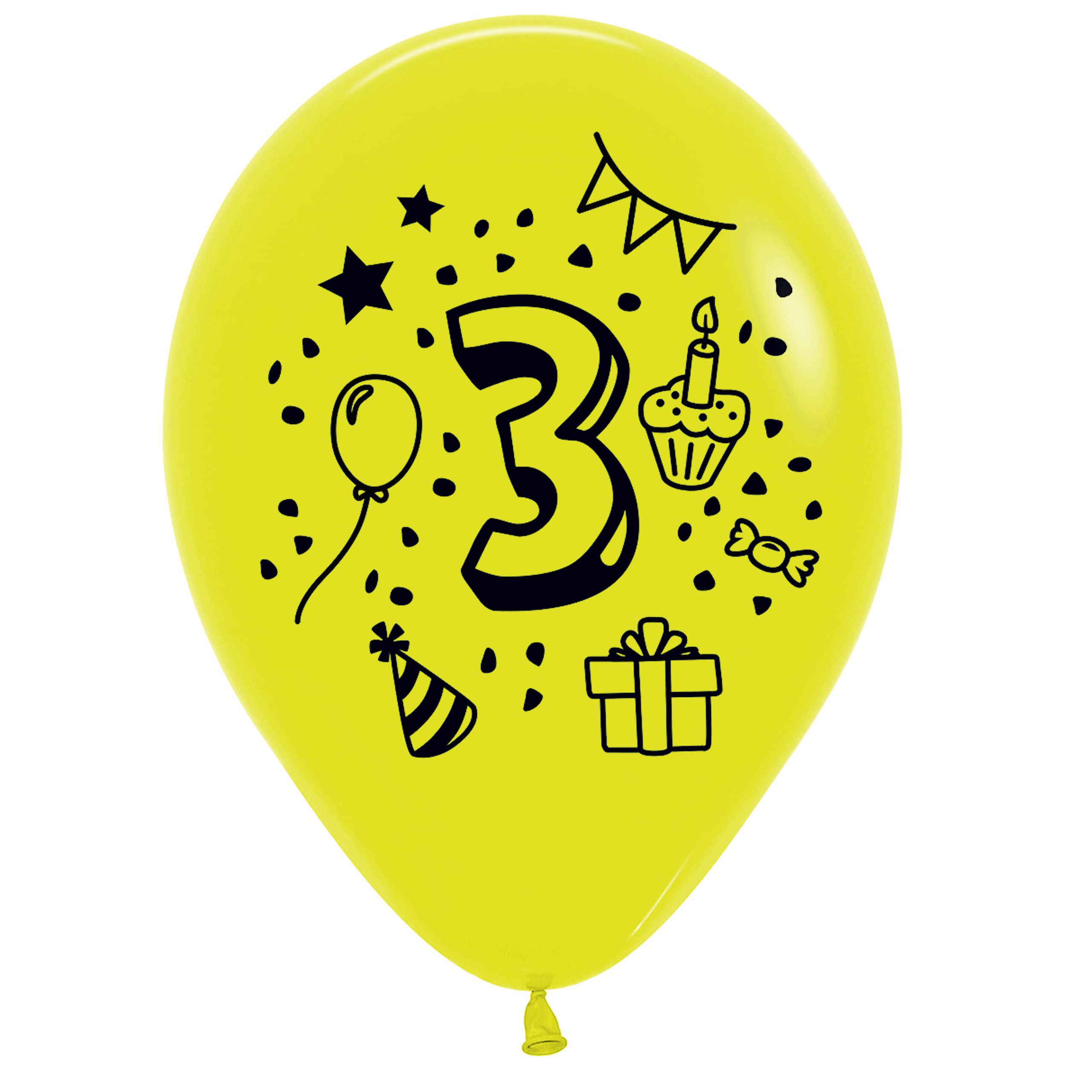 7x Luftballon Zahl 3 bunt Ø 30 cm