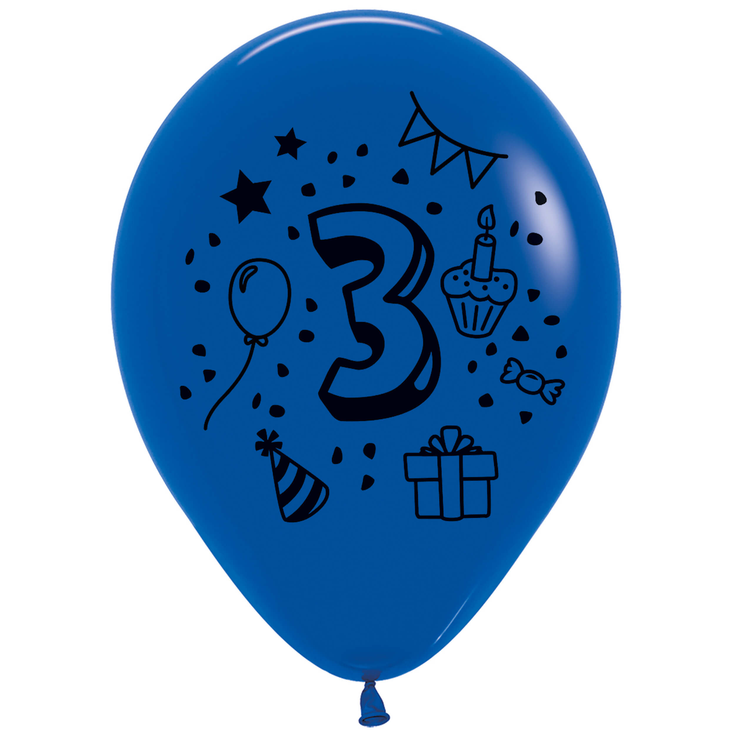7x Luftballon Zahl 3 bunt Ø 30 cm