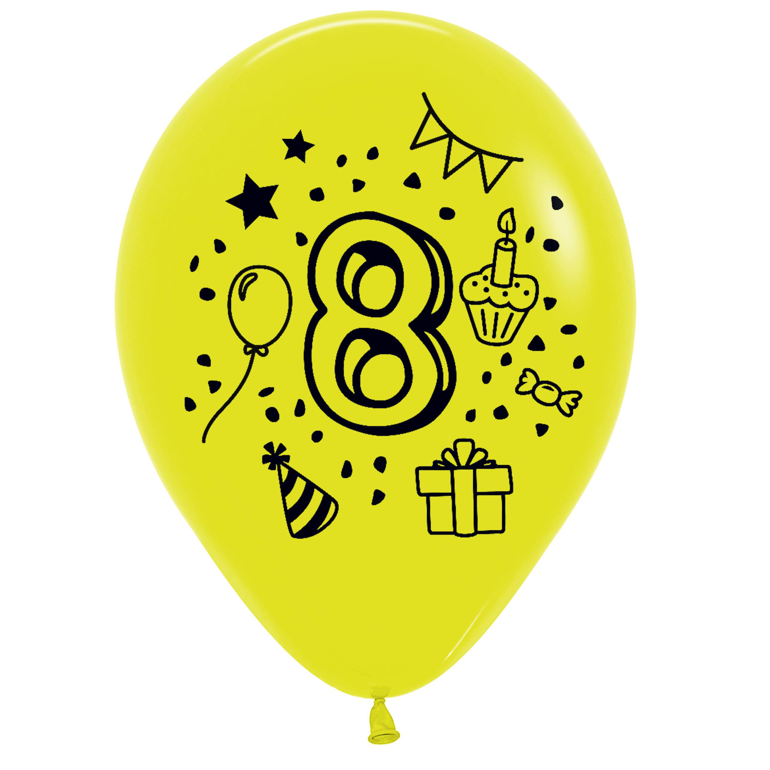 7x Luftballon Zahl 8 bunt Ø 30 cm