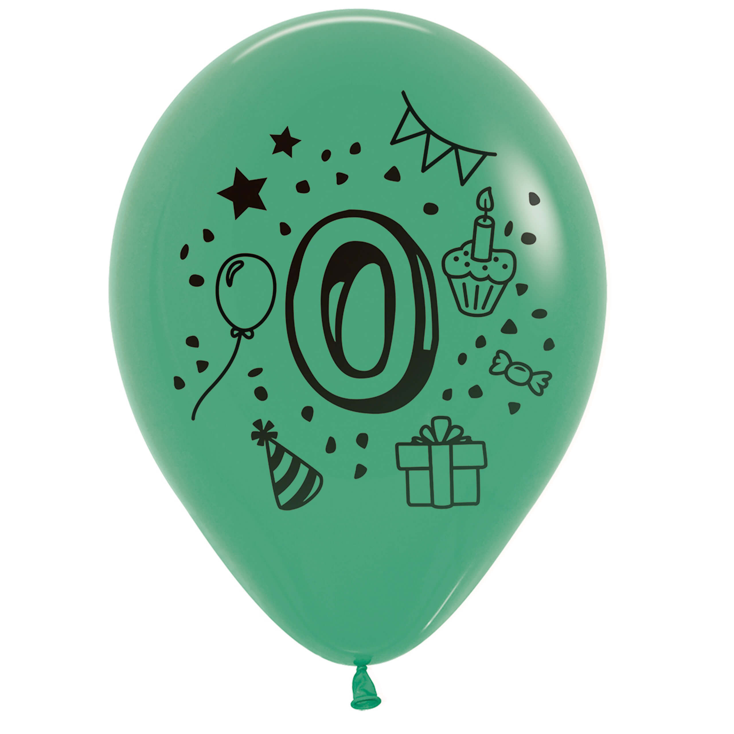 7x Luftballon Zahl 0 bunt Ø 30 cm