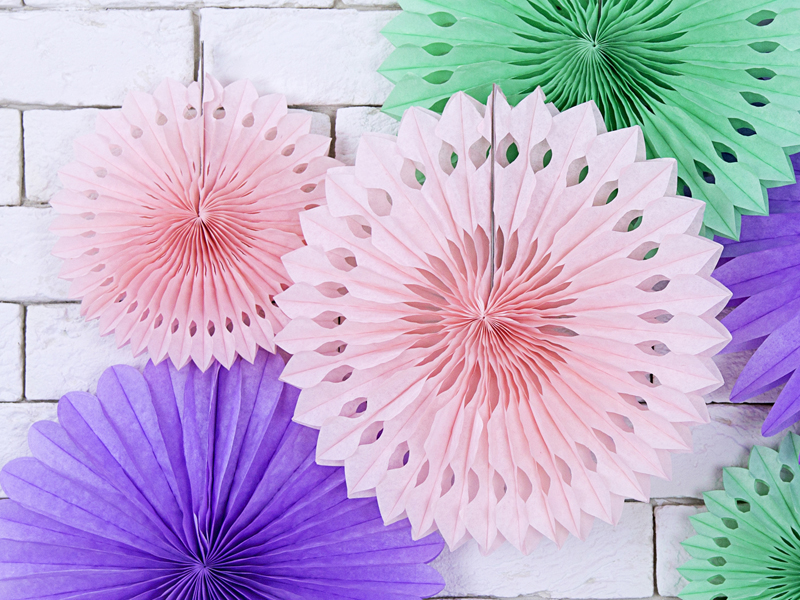 Fächer mit Ausstanzungen - Hellrosa, 20 - 30cm, 3er Set