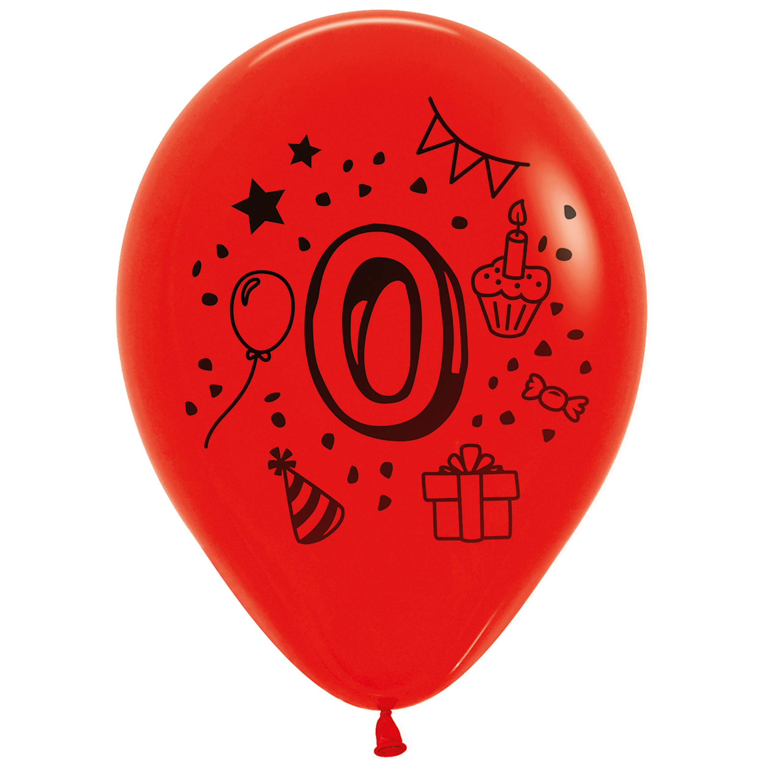 7x Luftballon Zahl 0 bunt Ø 30 cm
