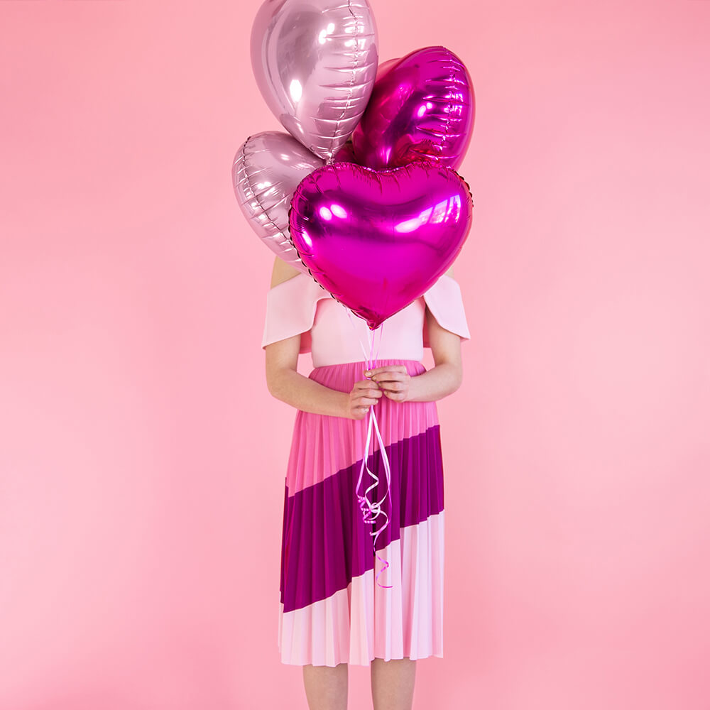 Folienballon Herz Metallic Dunkel Pink, 45cm