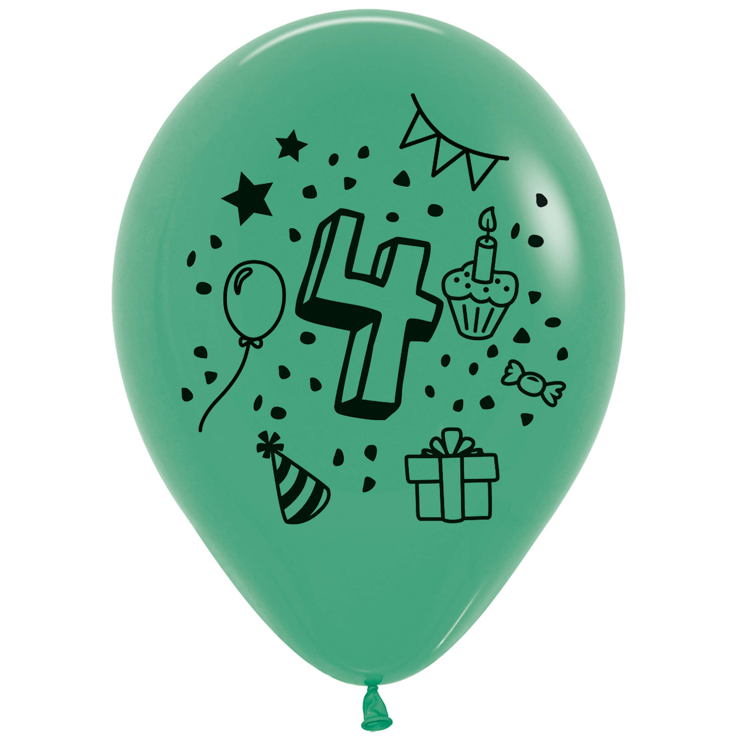 7x Luftballon Zahl 4 bunt Ø 30 cm