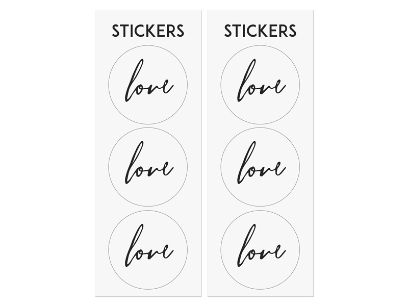 Papiertüten mit Love Sticker, 6 Stk