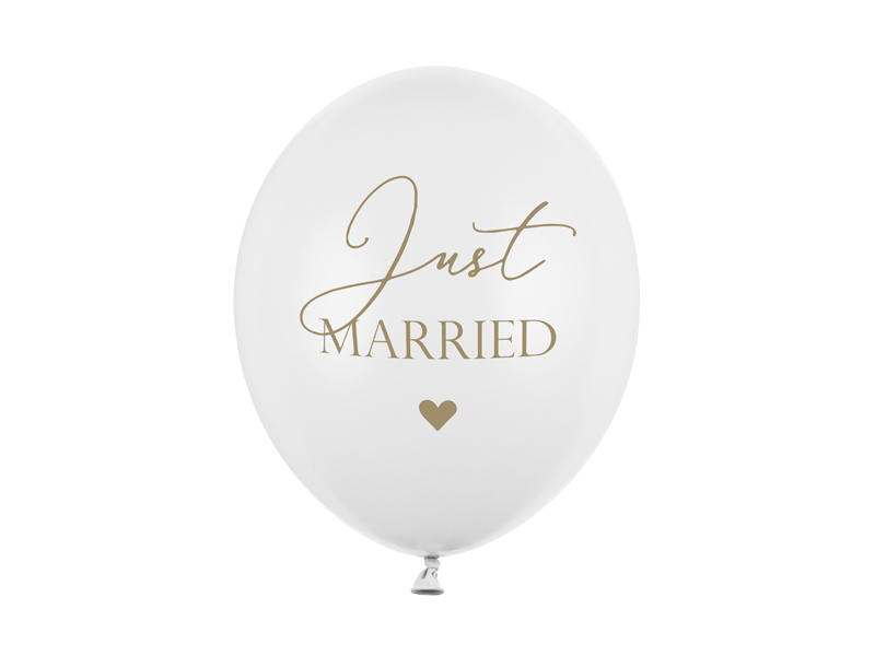 Luftballons Just Married, Weiß 30cm, 6 Stk