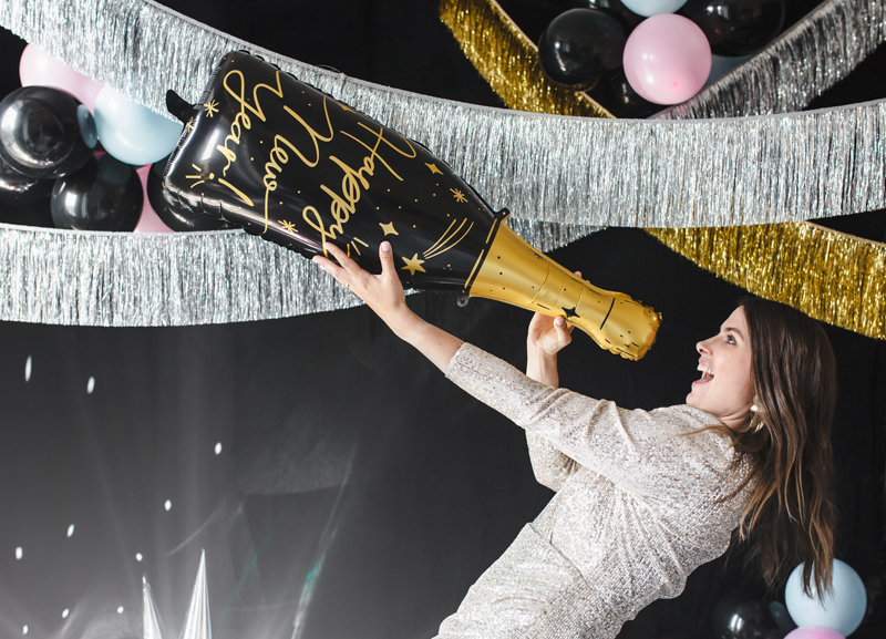 Folienballon in Flascheform, Happy New Year, 39,5x98 cm