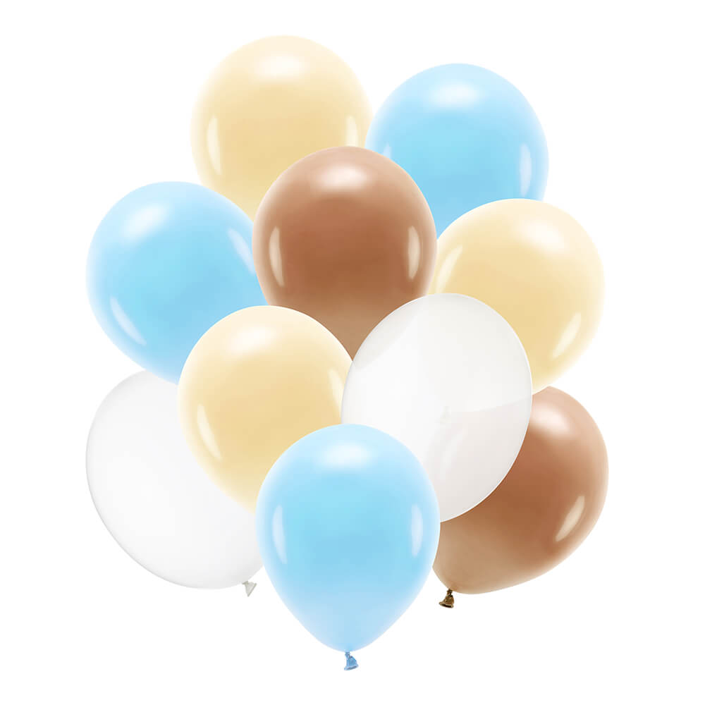 Luftballons Set , Blau, Braun, Creme 10-teilig