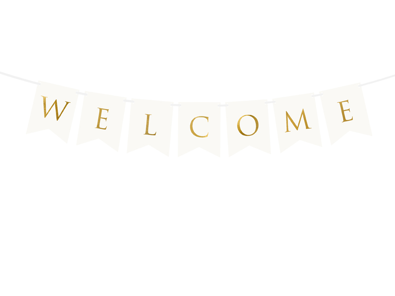 Girlande WELCOME, Weiß, 15 x 95 cm