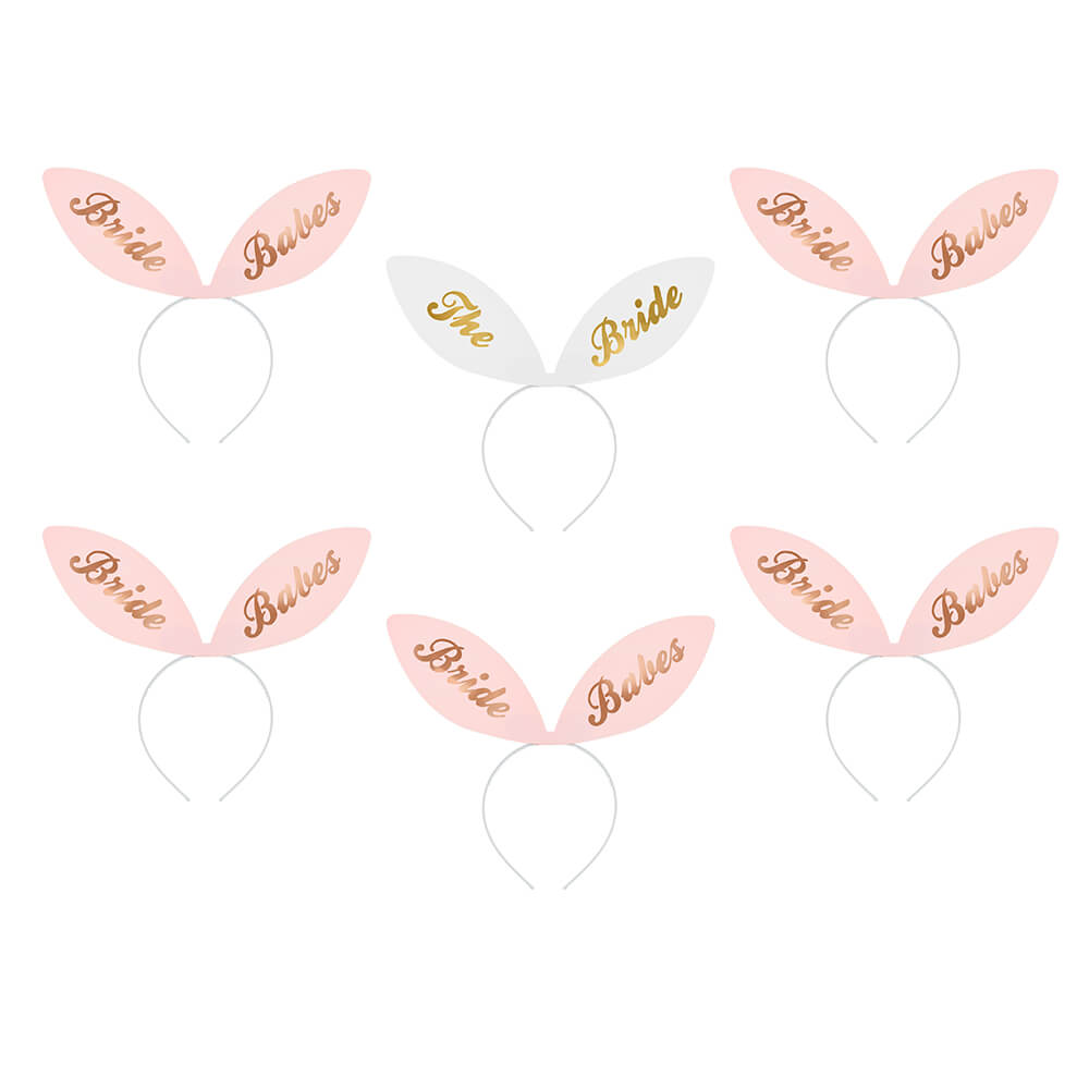 6er Set Bunny-Haarreifen „The Bride & Bride Babes“