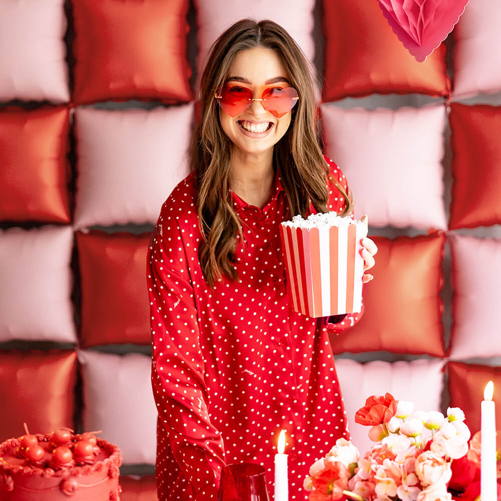 Popcornbox 11x11x15,5 cm rot / rosa, 6 Stk