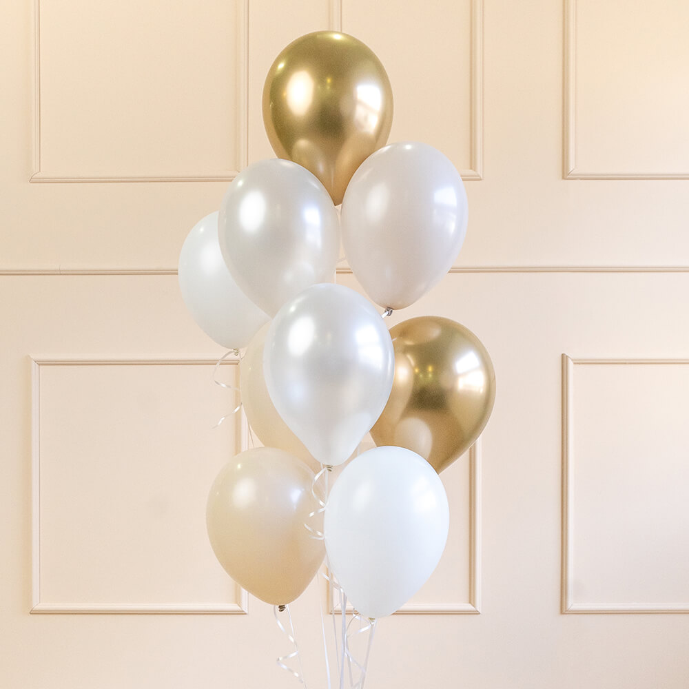 Luftballons Set Creme, Weiß, Gold, 10-teilig
