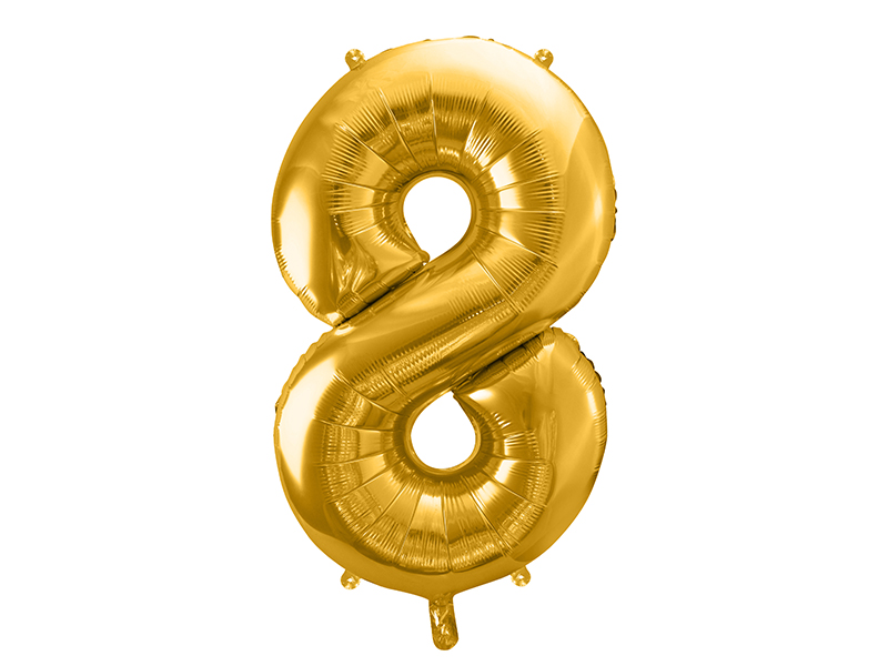 Folienballon Zahl 8, Gold 86cm