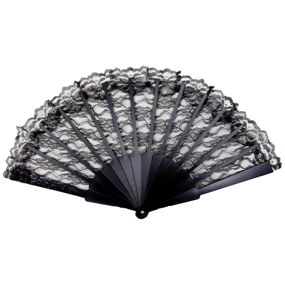Windfächer schwarz transparent Länge ca. 23 cm, Spannweite ca. 43 cm