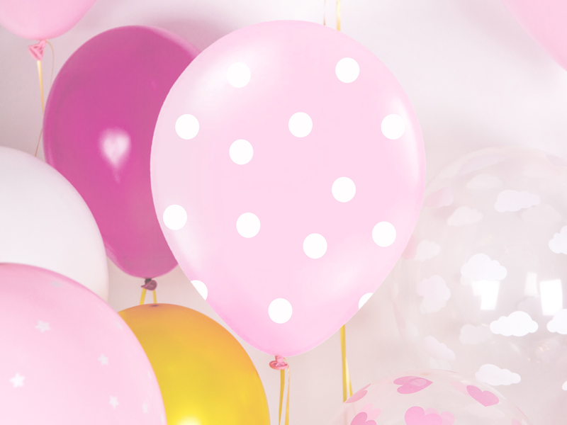 Luftballon Pink mit Weißen Punkten 30cm, 50 Stk