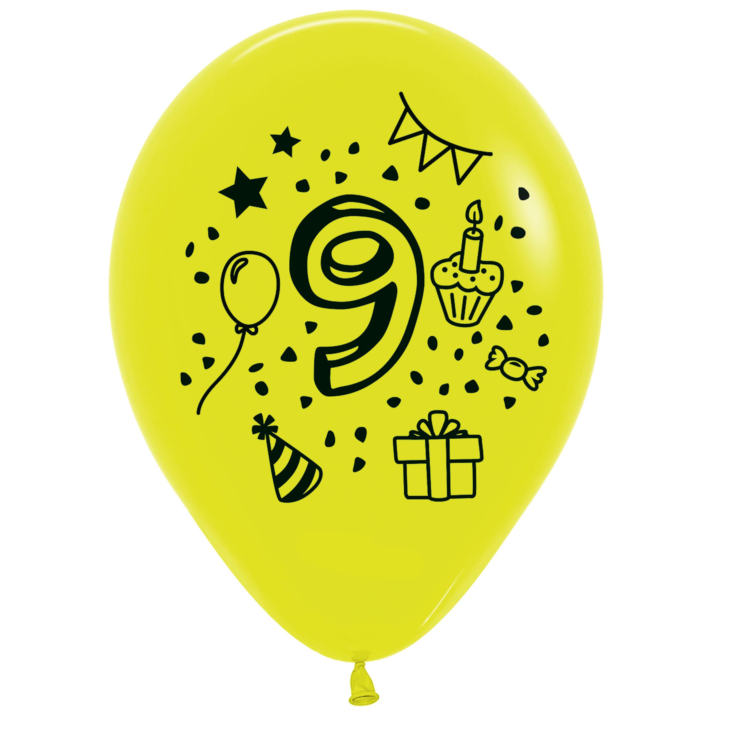 7x Luftballon Zahl 9 bunt Ø 30 cm