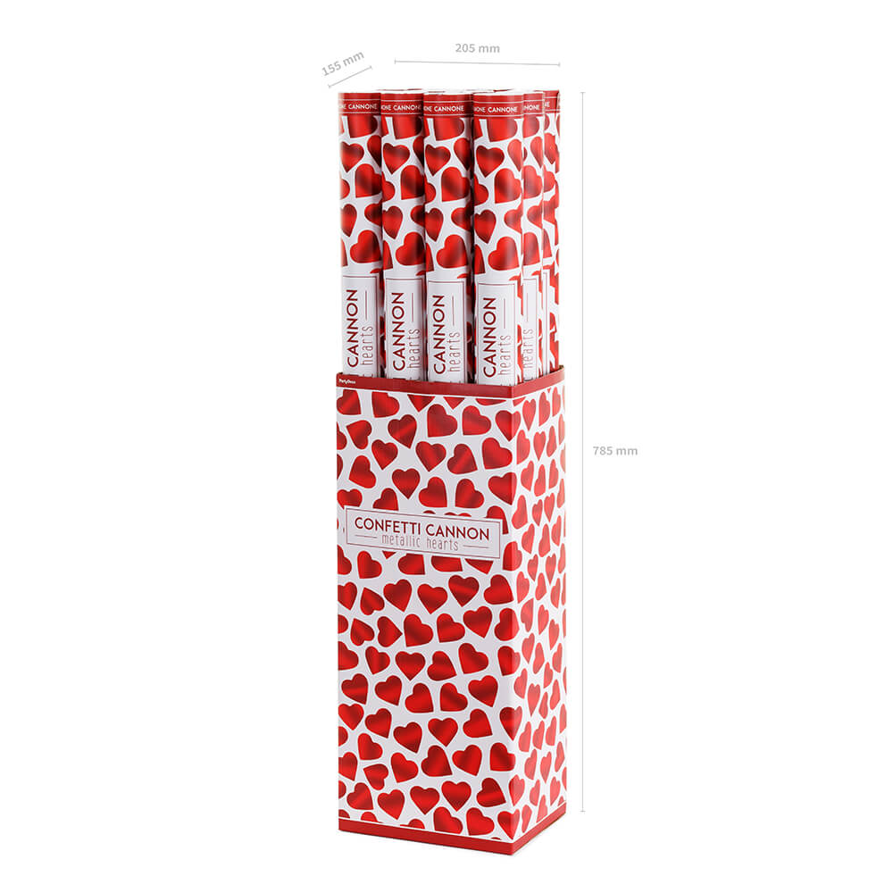 Party Popper Rotmetallic Herzen 80cm
