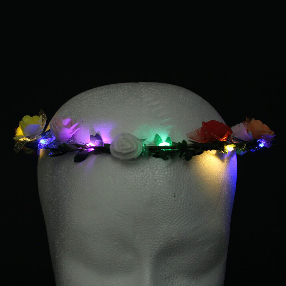 LED Haarband Haarkranz bunte Blumen