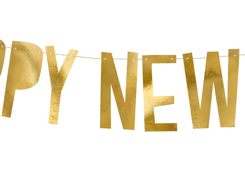 Happy New Year Banner, gold, 10x90cm