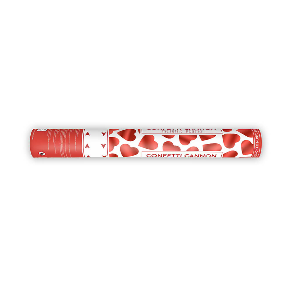 Party Popper Rotmetallic Herzen 40cm