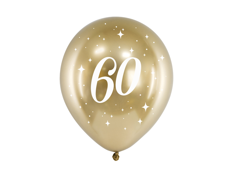Glanzballons Zahl 60 Gold 30cm, 6 Stk