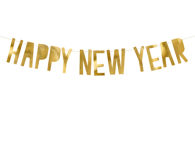 Happy New Year Banner, gold, 10x90cm