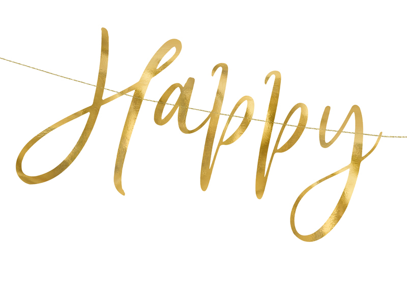 Happy New Year Banner, gold, 18x66cm