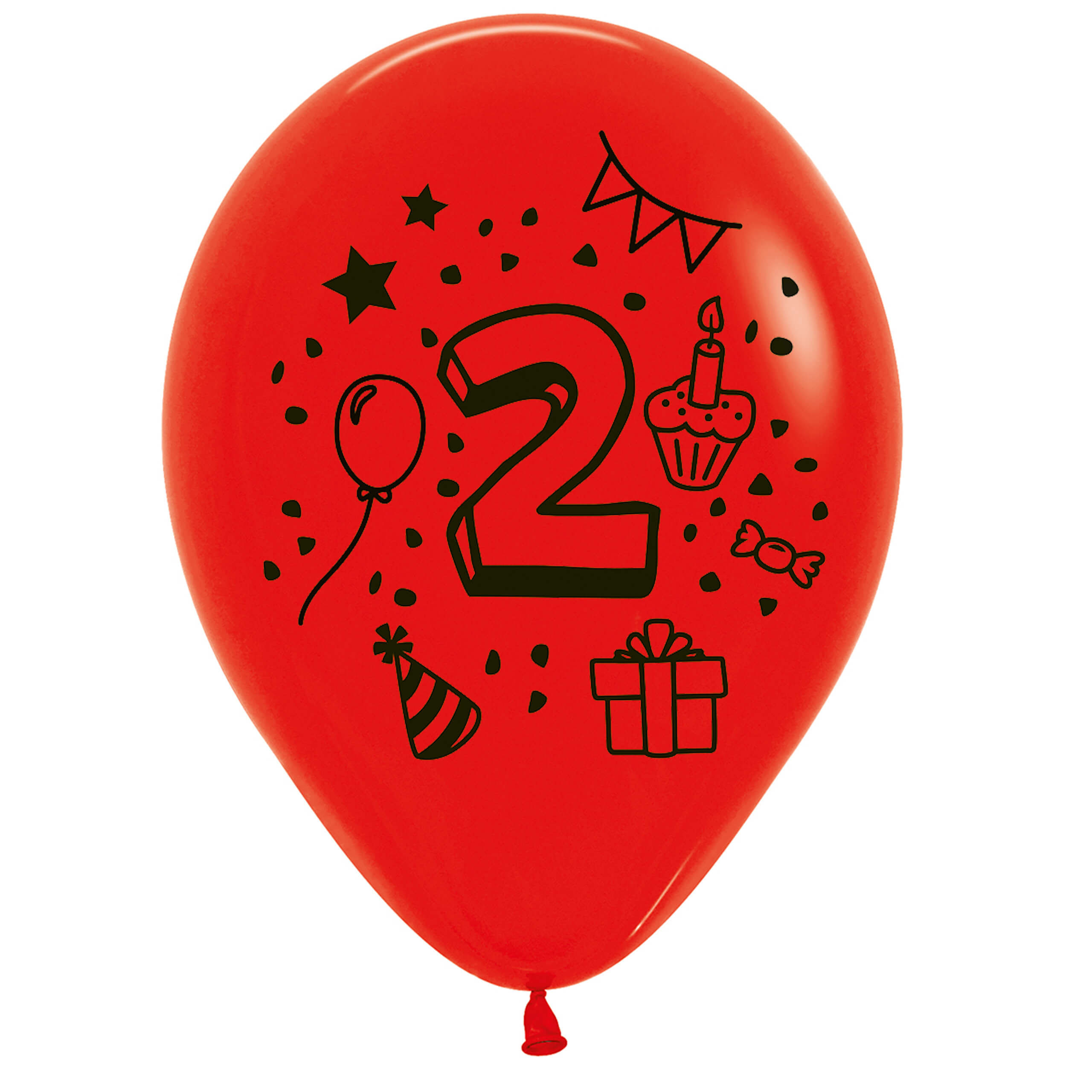 7x Luftballon Zahl 2 bunt Ø 30 cm
