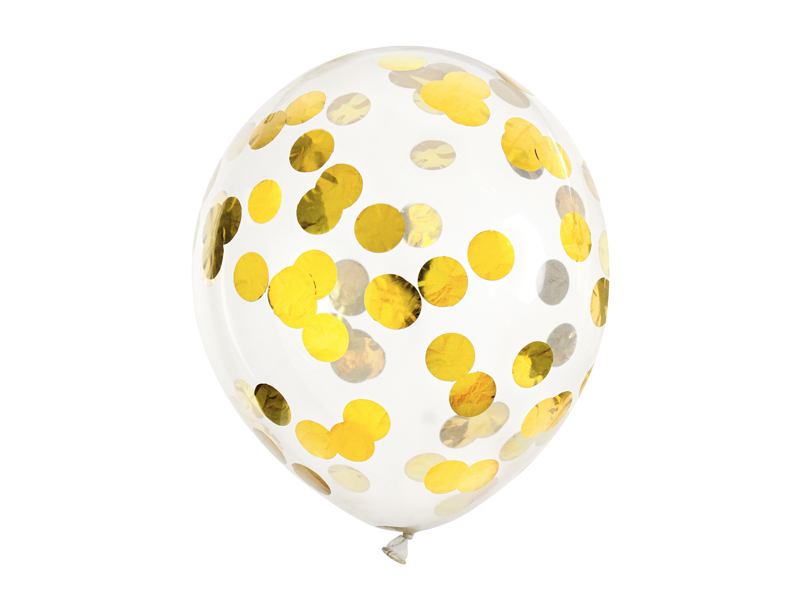 Konfettiballons goldene Kreise 30cm, 6 Stk.