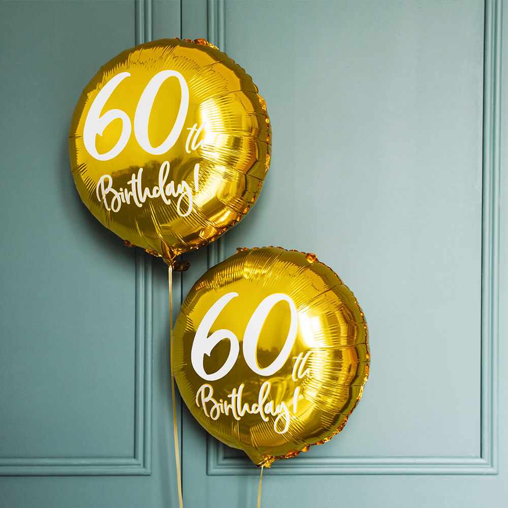 Folienballon 60th Birthday Gold, 45 cm