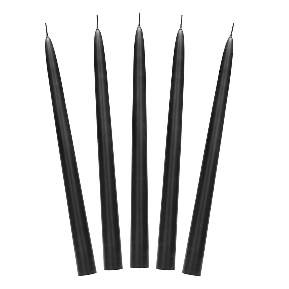 Stabkerze, Schwarz Matt, 24 cm - 10er Set