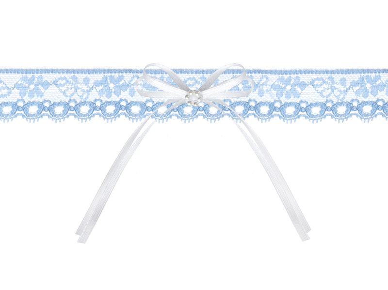 Spitzenstrumpfband mit Schleife, Blau