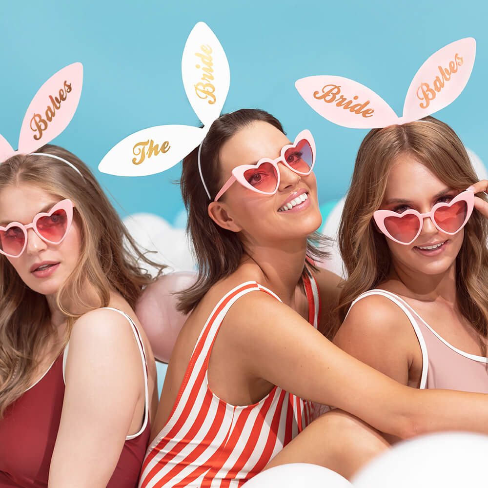 6er Set Bunny-Haarreifen „The Bride & Bride Babes“