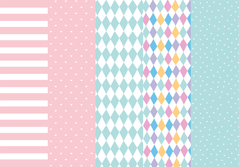 Geschenkpapier Mix 1, 5er Set 68,5x100cm je Rolle